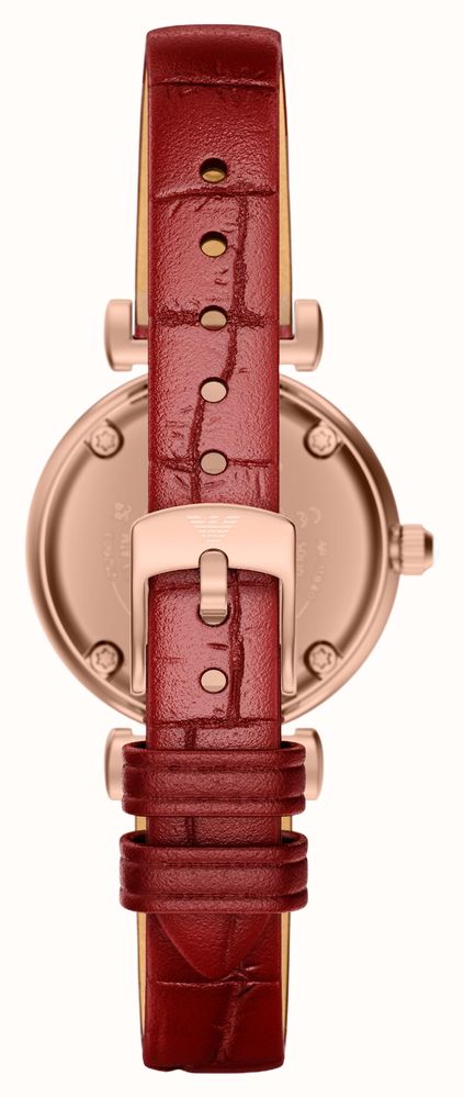 Emporio Armani Two-Hand Quartz (28mm) Mother-of-Pearl Dial / Red Leather Strap AR11840 - alternate view 3