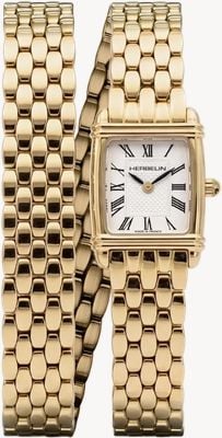 Herbelin Art Déco Quartz (17.8mm) Silver Guilloché Dial / Gold PVD Stainless Steel Double-Wrap Bracelet 17438BLP1N08