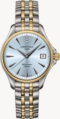 Certina DS Action Lady Diamonds (33.8mm) Light Blue Dial / Two-Tone Titanium Bracelet C0320514404600