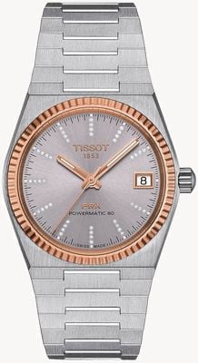 Tissot PRX Powermatic 80 - 18K Rose Gold Bezel (35mm) Green Dial / Stainless Steel Bracelet T9312074133600