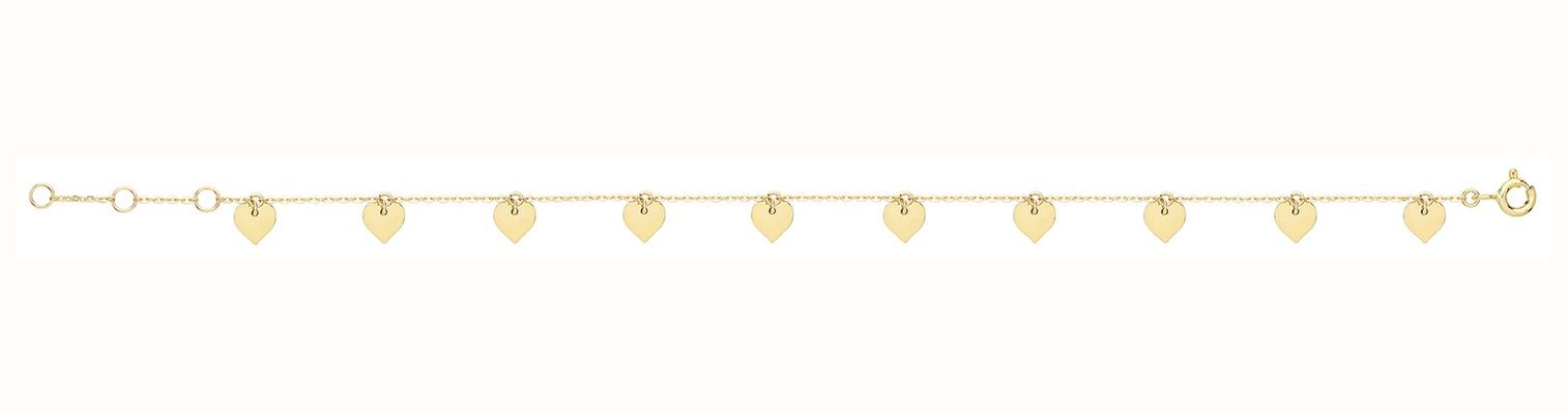 James Moore TH Women's 9ct Yellow Gold Heart Charms Bracelet BR627