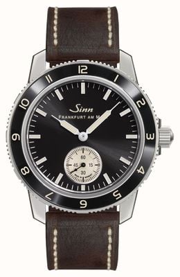 Sinn 104 Classic 12 Small-Seconds (41mm) Black Electroplated Dial / Dark Brown Leather Strap 104.060 BROWN LEATHER