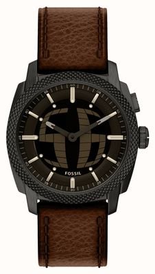 Fossil Machine Big-Tic Dual-Display (41mm) Negative Display Dial / Brown Leather Strap FS6165