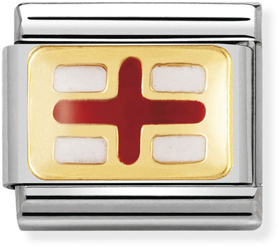 Nomination Classic England Flag Enamel 18ct Gold & Steel Charm 030234/08