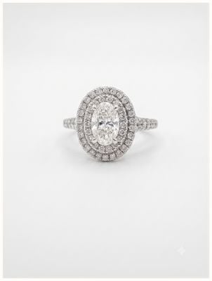Platinum Double Halo Ring F Si2 J43790
