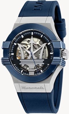 Maserati Men's Potenza Automatic Skeleton Dial Blue Silicone Strap R8821108050