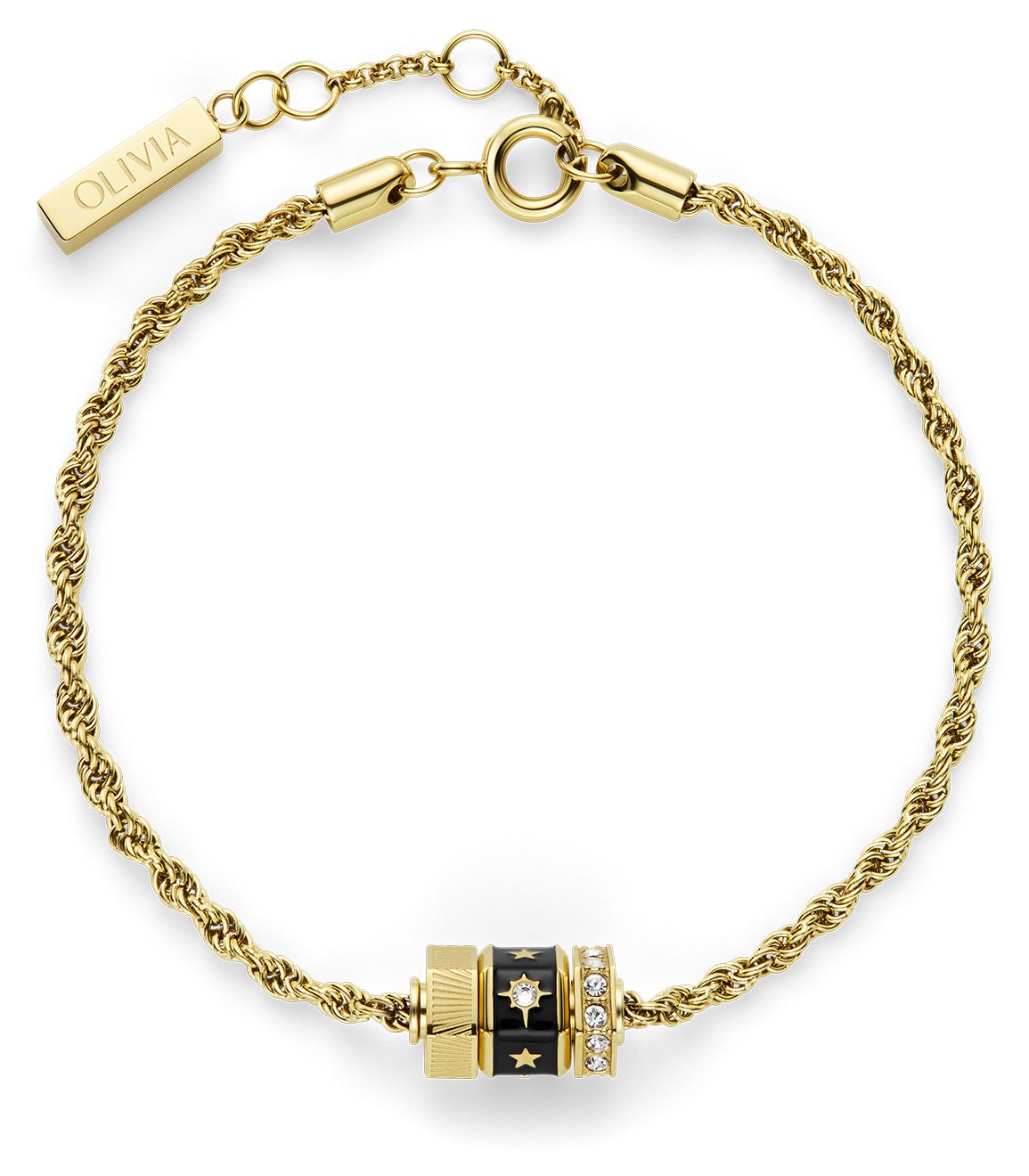 Olivia Burton 24100449 Signature Black & Gold Plated Bead Jewellery