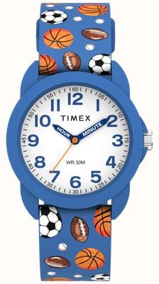Timex Kids Time Teacher Sports (30mm) White Dial / Blue Silicone Strap TW2Y59900