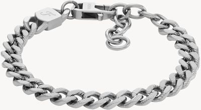 Fossil Women's Harlow Stainless Steel Textured Chain Bracelet JF04697040