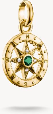Thomas Sabo Thomas Sabo Charming Connect 18ct Gold Plated Green Compass Charm CC1261-M01-6