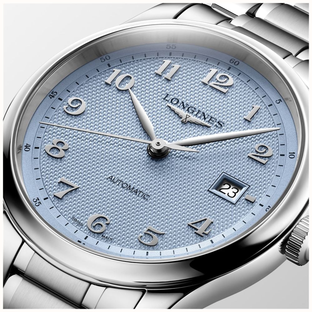 LONGINES Master Collection Automatic (41mm) Light Blue "Barleycorn" Dial / Stainless Steel Bracelet L29504996 - alternate view 4