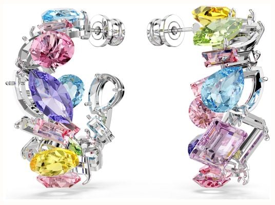 Swarovski Gema Hoop Earrings Multicoloured Crystals Rhodium Plated 5692412