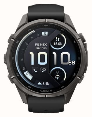 Garmin Fenix 9 Pro InReach 43mm Premium GPS Smartwatch - Carbon Grey Titanium With Black Silicone Watch 010-04335-11