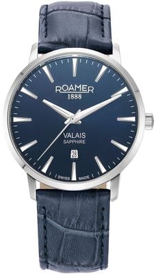 Roamer Men's Valais (42mm) Blue Dial / Blue Leather and Steel Mesh Strap Set 988833 41 45 05