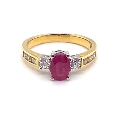 James Moore JM7054 18ct Yellow Gold Diamond and Ruby Ring Jewellery