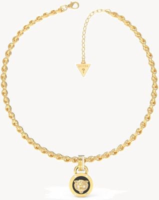 Guess Gold Plated 16-18" Black Coin Necklace UBN01354JWYGBKT/U