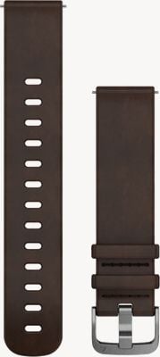 Garmin Quick Release Strap (20mm) Dark Brown Leather / Silver Hardware - Strap Only 010-12691-01