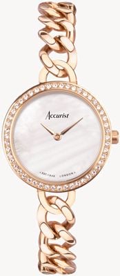 Accurist Women's Jewellery (28mm) White Mother-of-Pearl Dial / Rose Gold Ion-Plated Stainless Steel Bracelet 78009