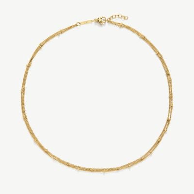 D.LOUISE Gold Tone Double Beaded Necklace GN-033