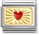 Nomination Classic Diamond Cut Heart 18ct Gold & Steel Enamel Charm 030284/58