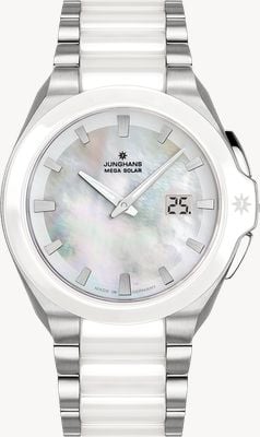 Junghans Spektrum Damen Radio-Controlled (35.6mm) Mother-of-Pearl Dial / Stainless Steel & Ceramic Bracelet 15/1601.44