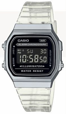 Casio Vintage Transparent 36mm Resin Band Illuminator A168XES-1BEF