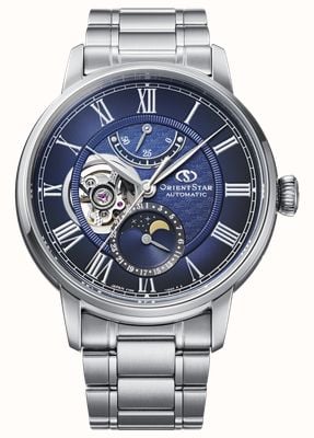 Orient Star M45 F7 Mechanical Moonphase (41mm) Blue Dial / Stainless Steel Bracelet RE-BT0006L00B