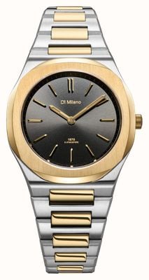 D1 Milano Ultra Thin Tone Mellow (34mm) Black Sunray Dial / Two-Tone Stainless Steel Bracelet UHBL03
