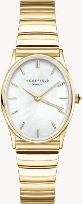 Rosefield Oval (24mm) White Mother-of-Pearl Dial / Gold-Plated Stainless Steel Bracelet OVWGSG-OV16