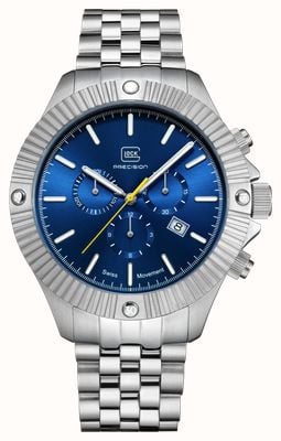 GLOCK Precision Chronograph (46mm) Blue Sunray Dial / Stainless Steel Bracelet GW-38-2-22