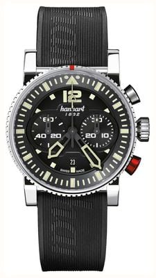 Hanhart PRIMUS Pilot Automatic Chronograph (44mm) Black Dial / Black Rubber Strap - M 740.210-1020