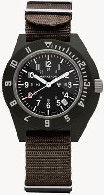 Marathon NAV-D Sage Green Navigator Date Quartz (41mm) Black Dial / Green Ballistic Nato Strap WW194013SG-0102