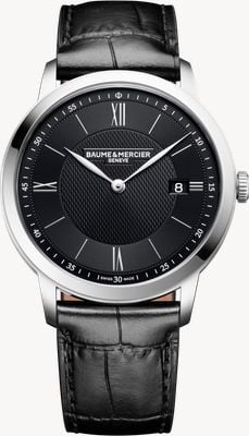 Baume & Mercier Classima Date Quartz (40mm) Black Sun-Satin Dial / Black Leather Strap 10881