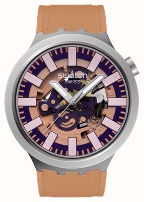 Swatch TERRACOTTA TIDE (47mm) Pink Skeleton Dial / Pink Beige Terracotta Rubber Strap SB07S119