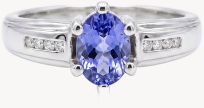 Pre-owned 9ct White Gold Tanzanite And Diamond Ring J36918