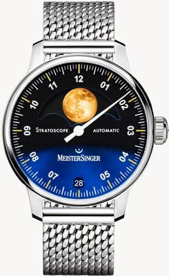 MeisterSinger Stratoscope (43mm) Blue Dial / Stainless Steel Mesh Bracelet ST982G - MIL20