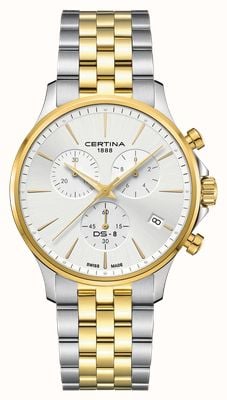 Certina Men's DS-8 Chrono (41mm) Silver Dial / Two-Tone Stainless Steel Bracelet C0454172203100