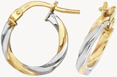 Treasure House 9ct Yellow/White Gold 10mm Hoop Earrings ER1041YW-10