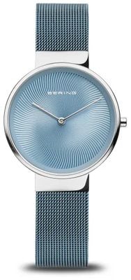 Bering Women's Classic (31mm) Blue Patterned Dial / Blue Stainless Steel Milanese Mesh Bracelet 19031-308