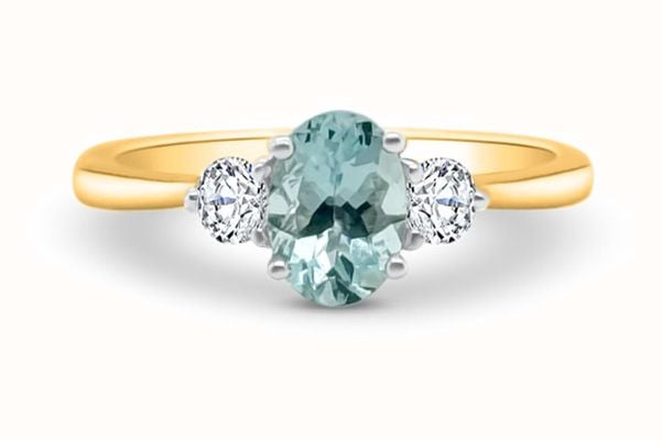 9ct Yellow Gold Aquamarine And Diamond Ring SL9168AQ