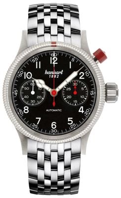Hanhart PIONEER Mk I Automatic Chronograph (40mm) Black Dial / Stainless Steel Bracelet 714.210-6428