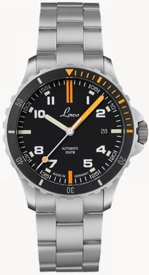 Laco Mojave Automatic (39mm) Black & Orange Dial / Stainless Steel Bracelet 862132.MB