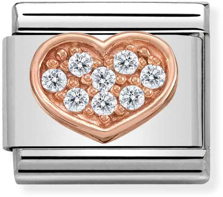 Nomination Classic Heart 9ct Rose Gold & Steel Charm 430302/13