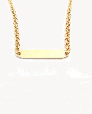 Burren Jewellery 18k Gold Plate Necklace With Rectangle Plate And Medium Belcher Chain N0959