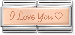 Nomination Classic I Love You 9ct Rose Gold & Steel Charm 430710/04