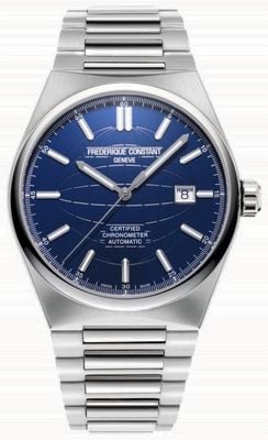 Frederique Constant Highlife Automatic COSC (41mm) Blue Sunray Globe Dial / Stainless Steel Bracelet- Ex display FC-303N4NH6B-Ex-display