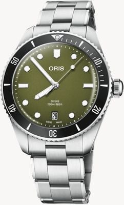 ORIS Divers Date Automatic (39mm) Olive Dial / Stainless Steel Bracelet + Black Tropic Strap 01 733 7795 4057-SET