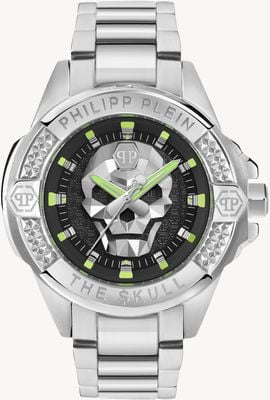 Philipp Plein HIGH-CONIC - THE $KULL (44mm) Black & Silver Dial / Stainless Steel Bracelet PWAAA2725