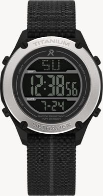 RZE UTD-8000 Multi-Function 'Anthracite' (42mm) Negative Display / Black Fabric Strap Watch UTD-8000-ANT