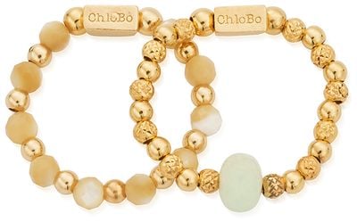 ChloBo TREASURES OF BALI Peace & Balance Set of 2 Rings - 18ct Gold Plated GRSET2AP